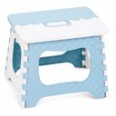 Ver imagem 1 de Banquinho Dobrável Plástico Resistente Azul com Alça para Transporte Uso Interno e Externo