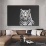 Quadro Tigre Siberiano Canvas 90X60Cm Slim Preta B032 - 2