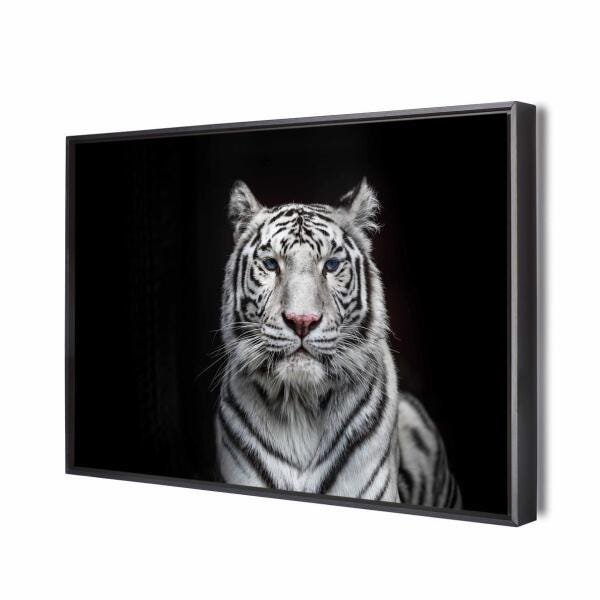 Quadro Tigre Siberiano Canvas 90X60Cm Slim Preta B032 - 1