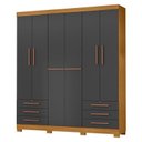 Ver imagem 2 de Guarda Roupa Casal Londres com Cômoda 4 Gavetas New e Armário Multiuso New Egito Carvalho