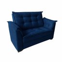 Ver imagem 4 de Conjunto de Sofá Poltrona e Sofá Pequeno 2 Lugares Azul Marinho Suede