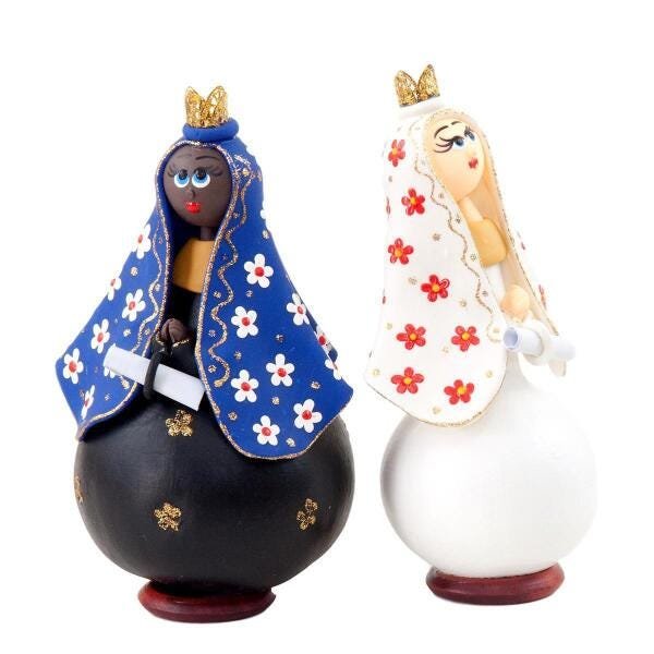 Artesanato Em Cabaça: Kit Com Duas Nossa Senhoras (K084) - 5