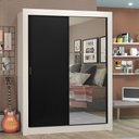 Ver imagem 1 de Guarda-Roupa Solteiro Madesa Denver 2 Portas de Correr com Espelho Branco/Preto Cor:Branco/Preto