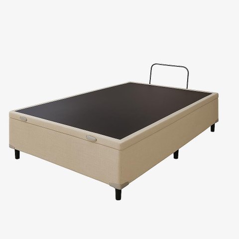 Cama Box com Bau Bege Casal Premium Blindada Super Reforçada Acompanha 6 Pezinhos