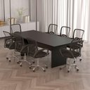 Ver imagem 5 de Mesa de Reunião Retangular 8 Lugares Moderno MDP 220cm Preto Tecnomobili