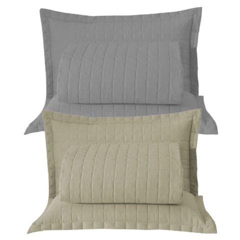 Combo 2 Kit Cobre Leito Colcha Monaco King Dupla Face - Cinza - Cáqui