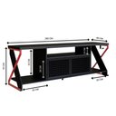 Ver imagem 3 de Rack Tv 60 Polegadas Industrial 160cm 2 Portas Nichos e Led Cor:preto com Vermelho