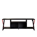 Ver imagem 4 de Rack Tv 60 Polegadas Industrial 160cm 2 Portas Nichos e Led Cor:preto com Vermelho
