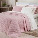 Ver imagem 1 de Colcha Clara King Rosa 200 Fios 100% Algodão 3 Peças 2,80m X 2,70m
