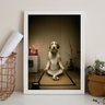 Quadro Decorativo Cachorro Meditando 33x24cm:madeira Branca - 1
