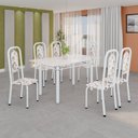 Ver imagem 1 de Conjunto de Mesa Tubular com 6 Cadeiras Lara Branco/Arabesco