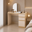 Ver imagem 1 de Penteadeira Camarim Ariel com Espelho 2 Gavetas e 1 Porta - Offwhite/Dourado