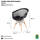 Ver imagem 6 de Kit 2 Cadeiras Web Pretas em Polipropileno com Pés de Madeira para Sala de Jantar e Cozinha
