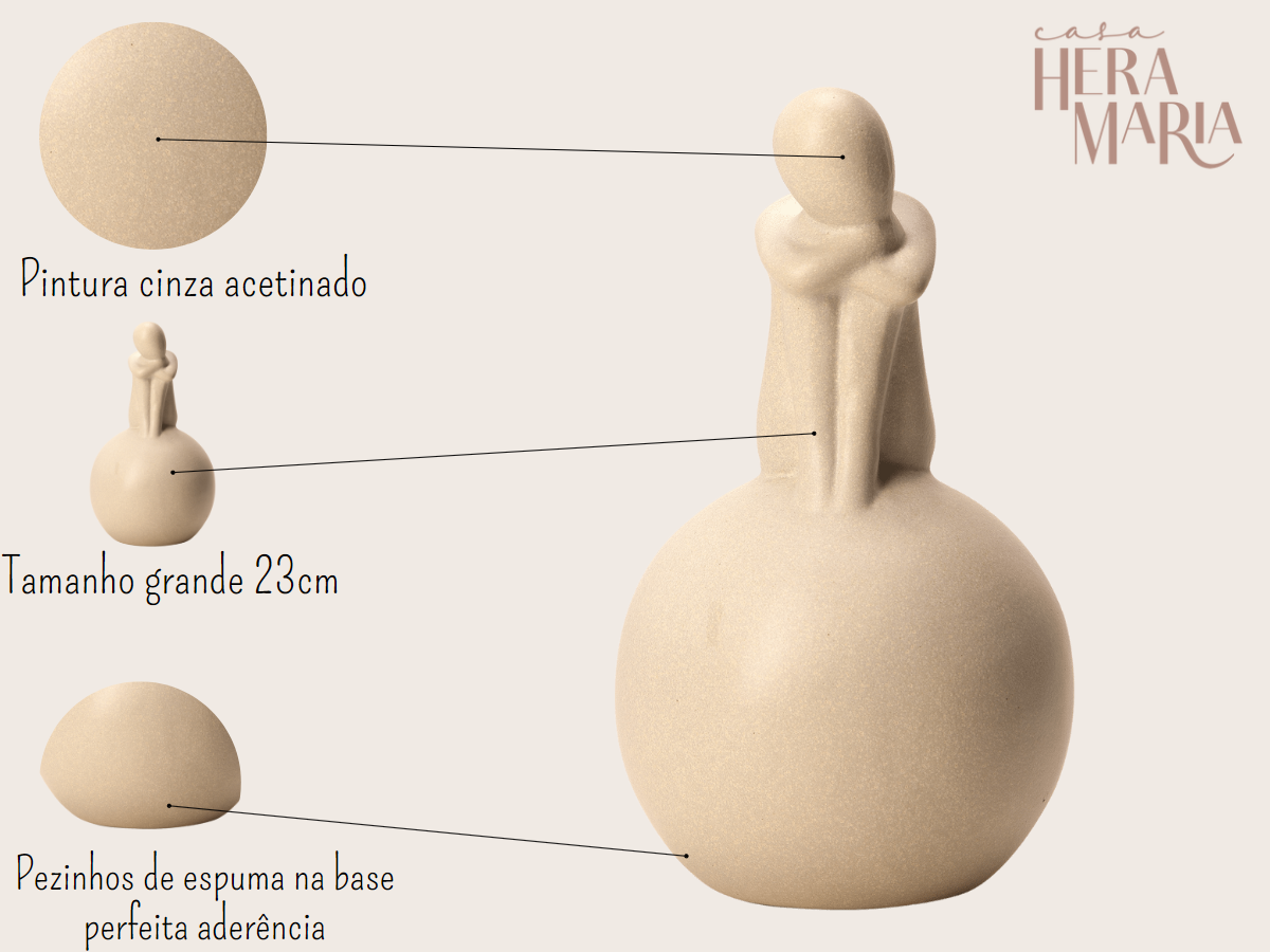 Ver imagem 3 de ESCULTURA ESTATUA DECORATIVA ADORNO PESSOA EM CERÂMICA:Cinza