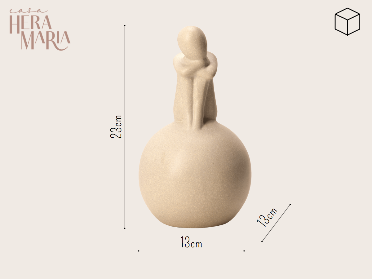 Ver imagem 2 de ESCULTURA ESTATUA DECORATIVA ADORNO PESSOA EM CERÂMICA:Cinza