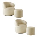 Ver imagem 1 de Kit 2 Poltronas Orgânica Giratória Eloah 2 Puff Ello Bouclé Italiano Sala Estar Oferta - Bege