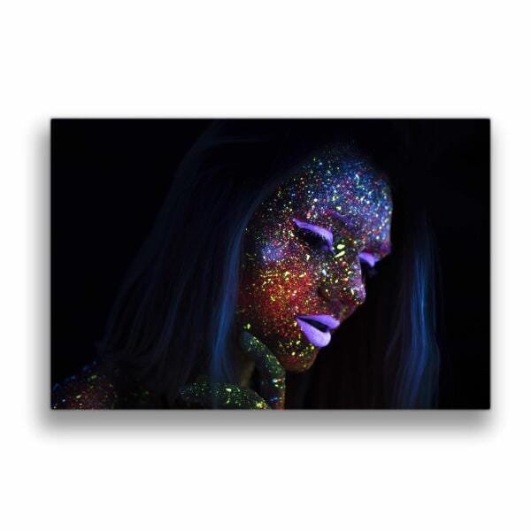 Quadro Arte Psicodélica Neon Purple 90X60Cm Slim Preta P002 - 3