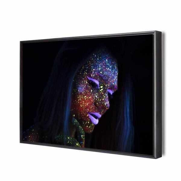 Quadro Arte Psicodélica Neon Purple 90X60Cm Slim Preta P002 - 1