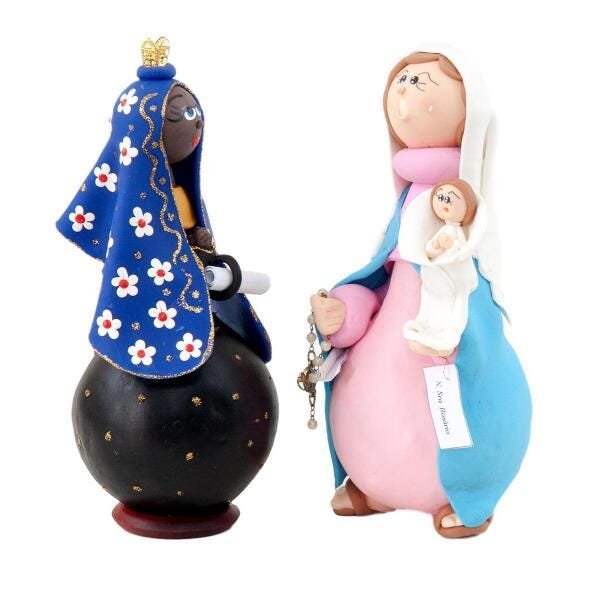 Artesanato Em Cabaça: Kit Com Duas Nossa Senhoras (K090) - 2