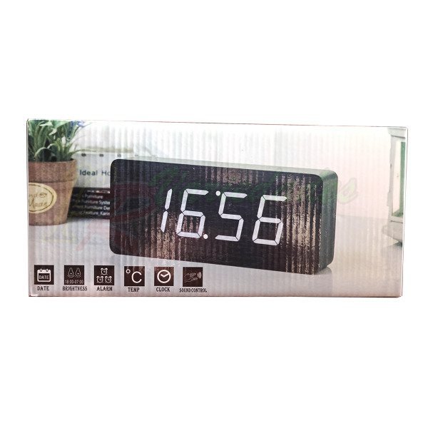 5 Relógio Mesa Digital Tipo Madeira Temperatura Premium - 6