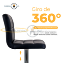 Ver imagem 6 de Kit 3 Banquetas de Cozinha Altas Estofadas para Bar Balcão Ilha Gomos Preta