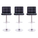 Ver imagem 1 de Kit 3 Banquetas de Cozinha Altas Estofadas para Bar Balcão Ilha Gomos Preta