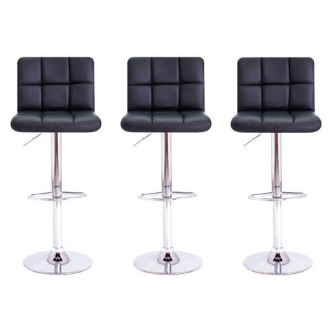 Kit 3 Banquetas de Cozinha Altas Estofadas para Bar Balcão Ilha Gomos Preta