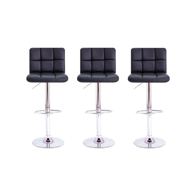 Kit 3 Banquetas de Cozinha Altas Estofadas para Bar Balcão Ilha Gomos Preta