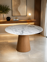Ver imagem 1 de Mesa de Jantar Cone Freijó - Redonda 130cm - Mármore Espirito Santo