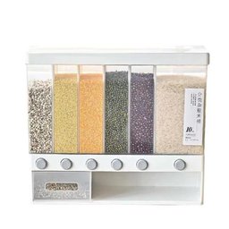 Dispensador de Cereais de Parede com 6 Divisões, Organizador para Grãos, Arroz, Feijão e Alimentos - - 6