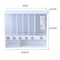 Dispensador de Cereais de Parede com 6 Divisões, Organizador para Grãos, Arroz, Feijão e Alimentos - - 7