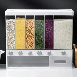 Dispensador de Cereais de Parede com 6 Divisões, Organizador para Grãos, Arroz, Feijão e Alimentos - - 2