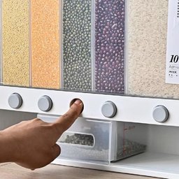 Dispensador de Cereais de Parede com 6 Divisões, Organizador para Grãos, Arroz, Feijão e Alimentos - - 3