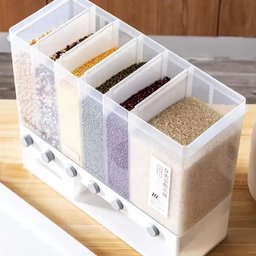 Dispensador de Cereais de Parede com 6 Divisões, Organizador para Grãos, Arroz, Feijão e Alimentos - - 4