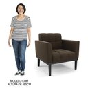 Ver imagem 7 de Sofá Namoradeira e 2 Poltronas Base Madeira Preto Ana Suede Marrom - Ibiza
