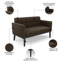 Ver imagem 3 de Sofá Namoradeira e 2 Poltronas Base Madeira Preto Ana Suede Marrom - Ibiza