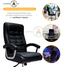 Kit 2 Cadeiras de Escritório Presidente Executiva Big em Molas Ensacadas com Relax Giratória Preta - 5