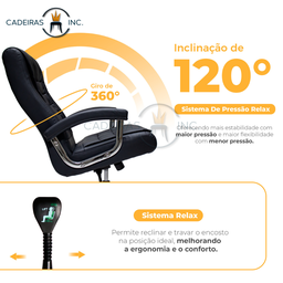 Kit 2 Cadeiras de Escritório Presidente Executiva Big em Molas Ensacadas com Relax Giratória Preta - 3