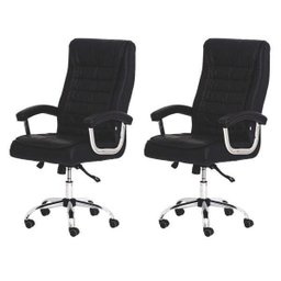 Kit 2 Cadeiras de Escritório Presidente Executiva Big em Molas Ensacadas com Relax Giratória Preta - 1
