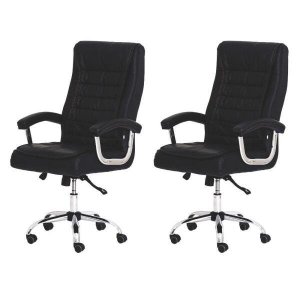 Kit 2 Cadeiras de Escritório Presidente Executiva Big em Molas Ensacadas com Relax Giratória Preta
