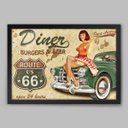 Ver imagem 1 de Quadro Cozinha Vintage Burgers e Beer - 90x60cm - Moldura Caixa Preto