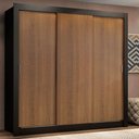 Ver imagem 1 de Guarda-Roupa Casal Madesa Lyon Plus 3 Portas de Correr 4 Gavetas Preto/Rustic Cor:Preto/Rustic