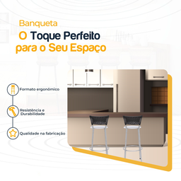 Kit 2 Banquetas Alta Banco para Balcão Junco Preto Àrea Gourmet Ilha Bancada bares Churrasqueira - 3