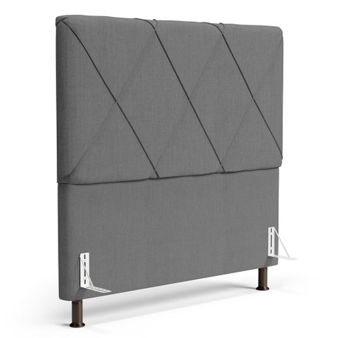 Cabeceira Cama Box Casal King Size Mel 195cm com Frame Linho Cinza - Desk Design