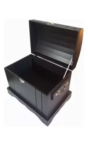 Caixa Madeira Mdf + Cadeado Bau Grande Colorido Frasqueira Cor Preto - 1