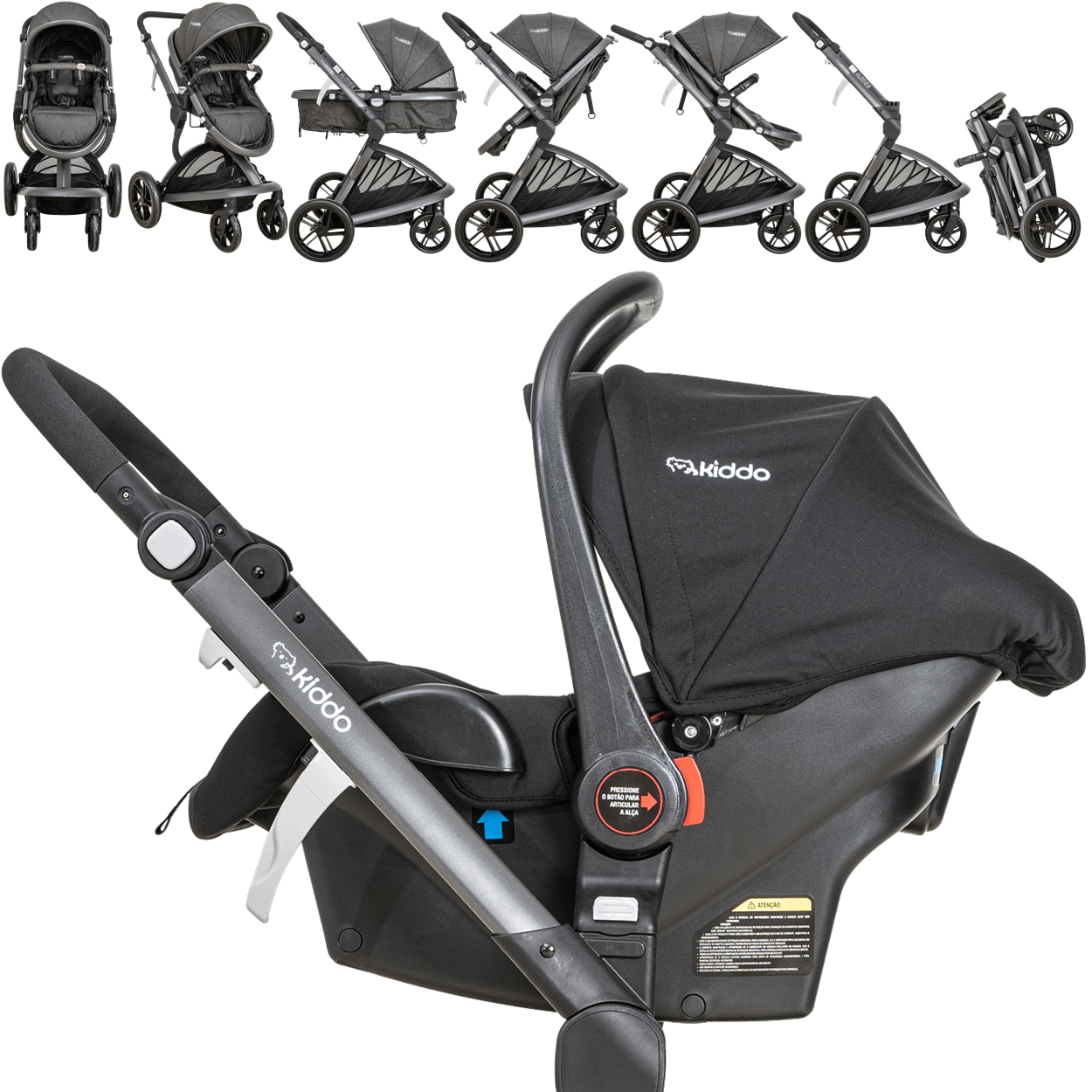 Carrinho de Bebe Bebe Conforto Base ISOFIX Kiddo Quantum Preto - 3