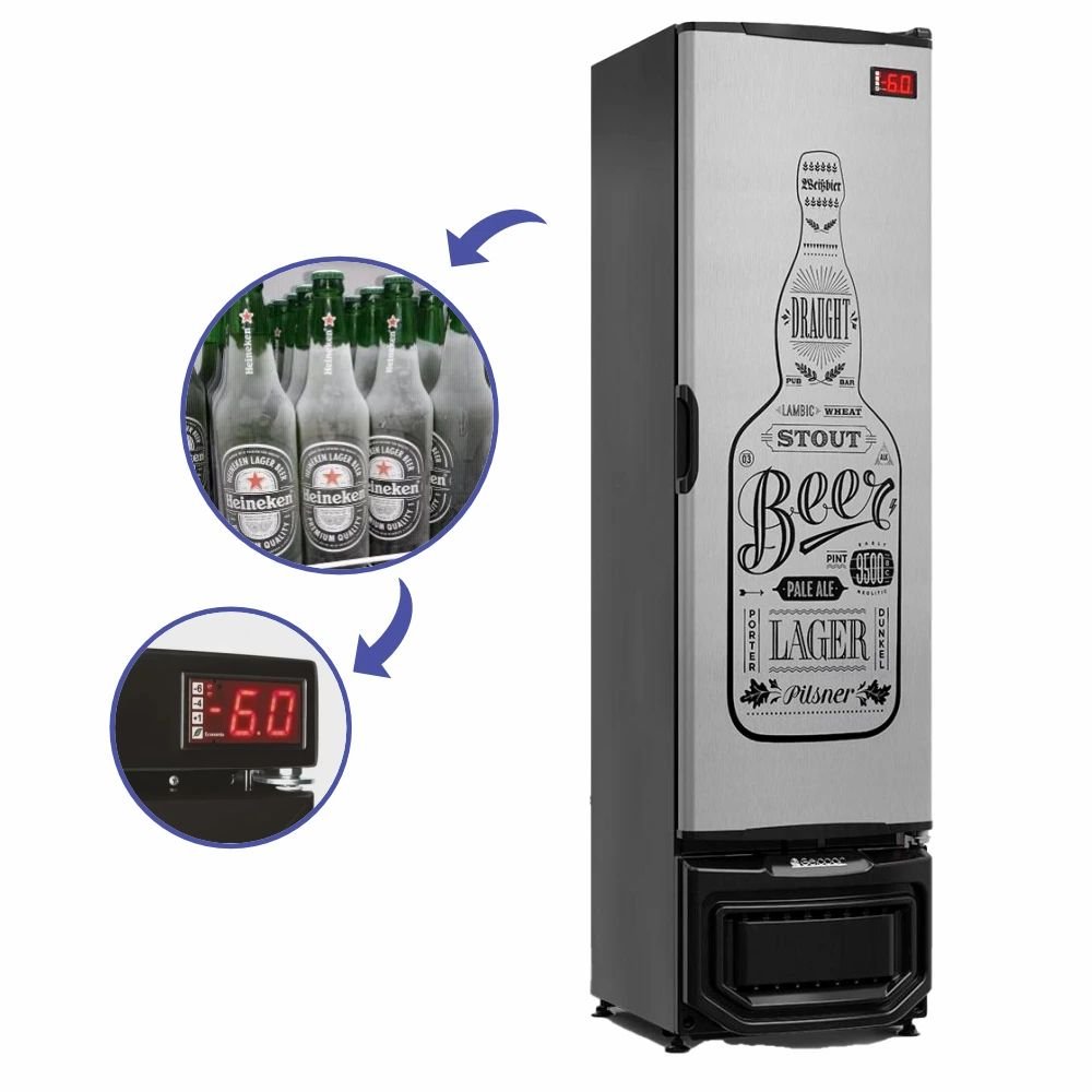 Cervejeira Vertical Frost Free Inox 230 Litros Gelopar 127v - 2