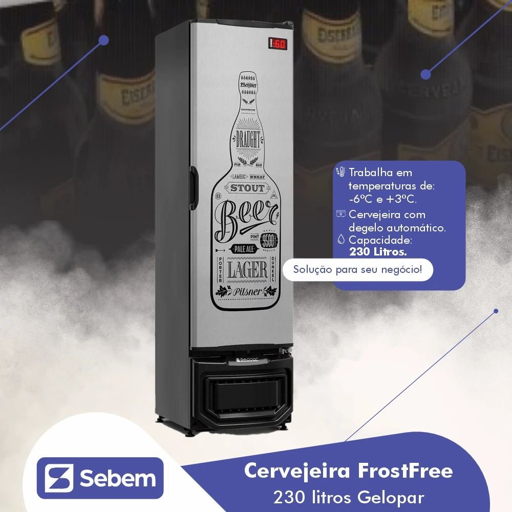 Cervejeira Vertical Frost Free Inox 230 Litros Gelopar 127v - 3