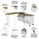 Ver imagem 3 de Mesa Escrivaninha em L Golden e Gaveteiro 2 Gavetas May A06 Olmo/branco - Mpozenato