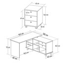 Ver imagem 4 de Mesa Escrivaninha em L Golden e Gaveteiro 2 Gavetas May A06 Olmo/branco - Mpozenato